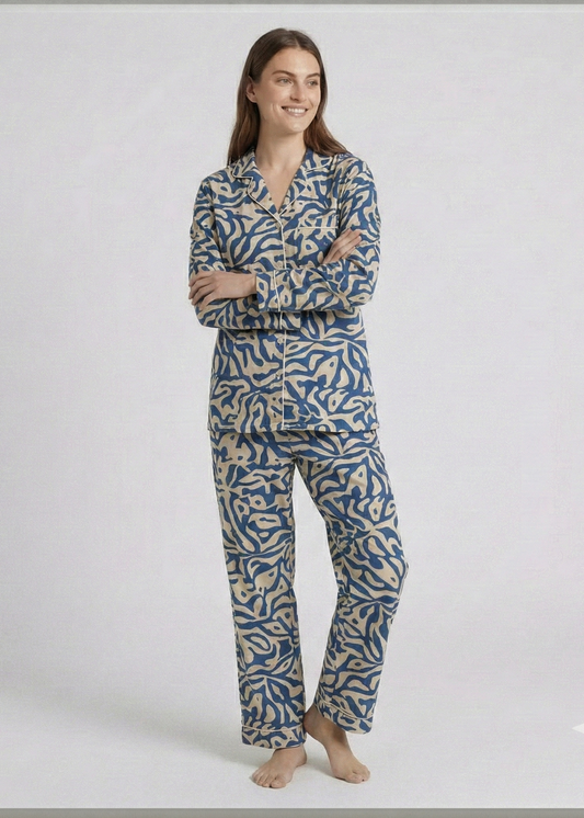 PYJAMAS SET - Blue Shibori Abstract