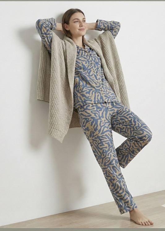 PYJAMAS SET - Blue Shibori Abstract