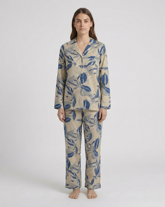 PYJAMAS SET - Blue Line Leaf