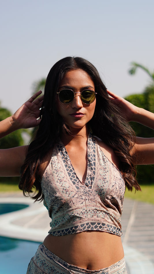 Bralette + Beach Shorts ( set ) - Cream Ocean