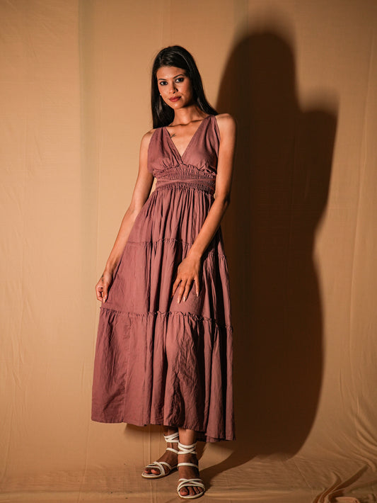 Tired Crossback Maxi - Burgundy Brown
