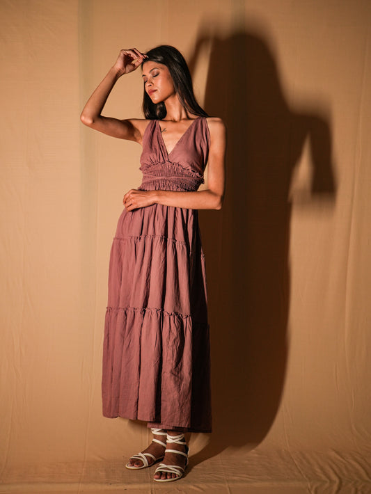 Tired Crossback Maxi - Burgundy Brown