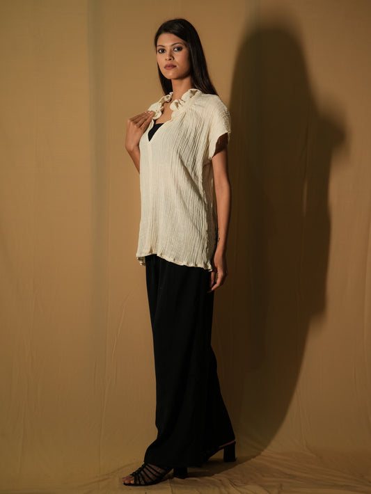 Ruffle Color Top - Kora Cotton Oat