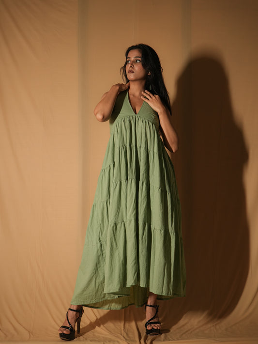 Panelled Dress - Pistachio Green