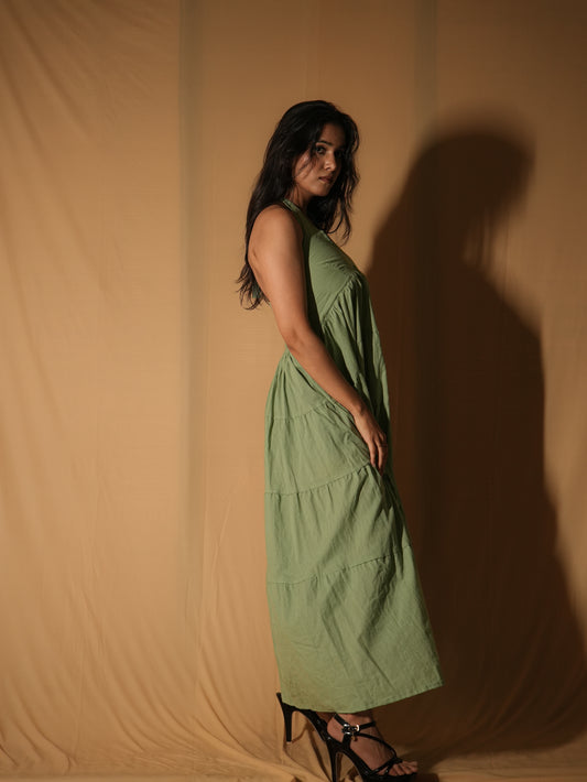 Panelled Dress - Pistachio Green