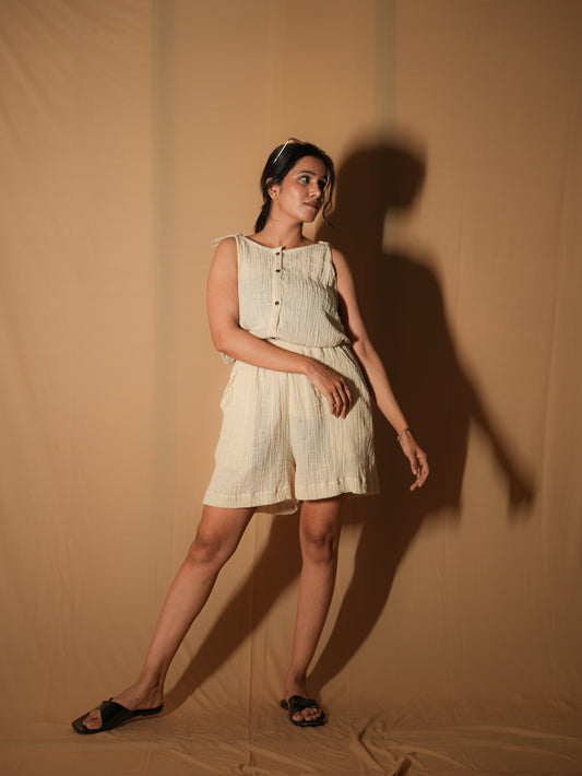 Button Cami Dress - Kora Cotton Oat