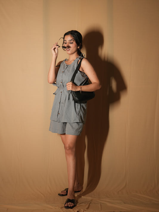 Button Cami Dress - Pigeon Grey