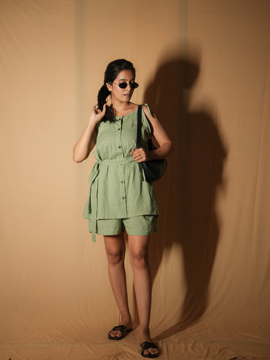 Button Cami Dress - Pistachio Green