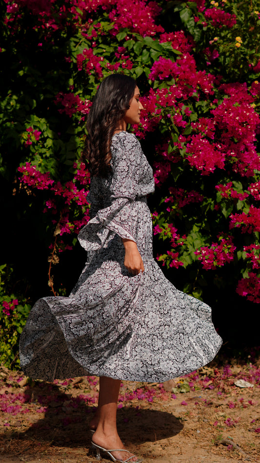 Long Ruffled - Printed White