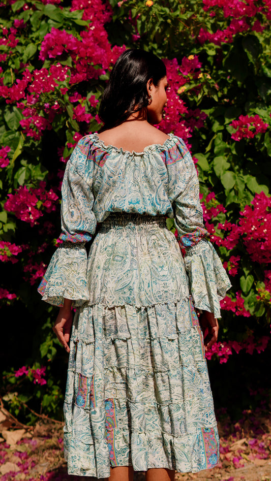 Long Ruffled - Printed Beige