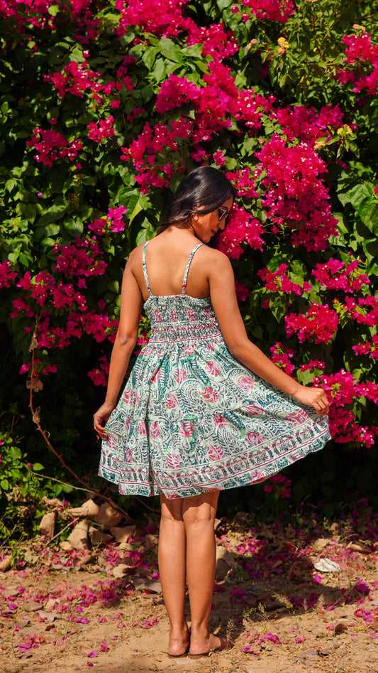 Short Frock - Printed Green