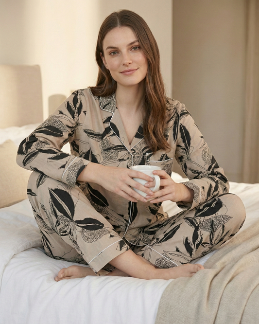 PYJAMAS SET - Black Line Leaf