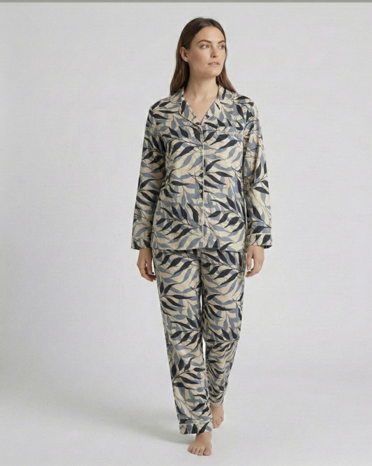 PYJAMAS SET - Grey Leaf Abstract