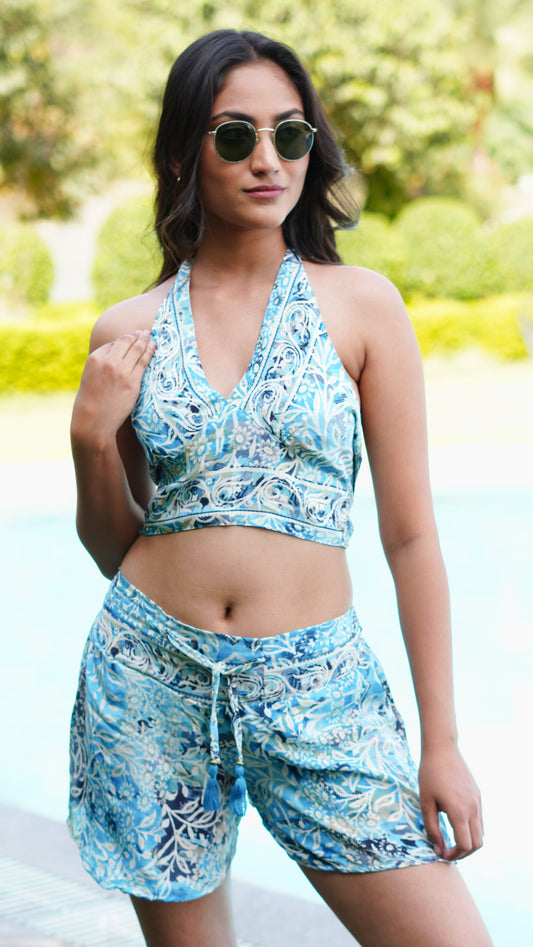 Bralette + Beach Shorts ( set ) - Ocean Blue