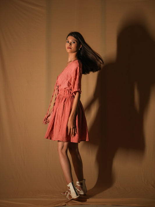 Sunkissed Blush Dress - Sandhya Peach Cotton