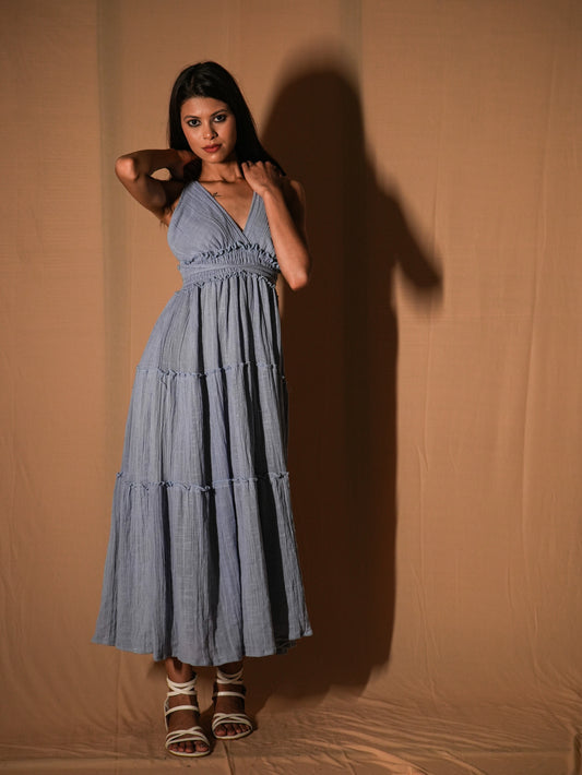 Tired Crossback Maxi - Neeli Cotton Breeze