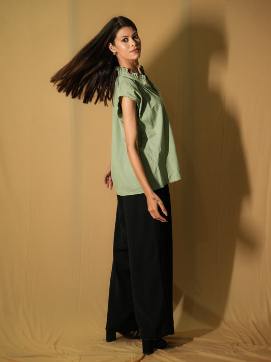Ruffle Color Top - Pistachio Green