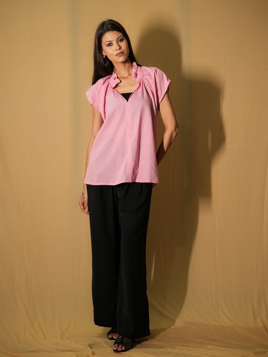 Ruffle Color Top - Cotton Candy Pink