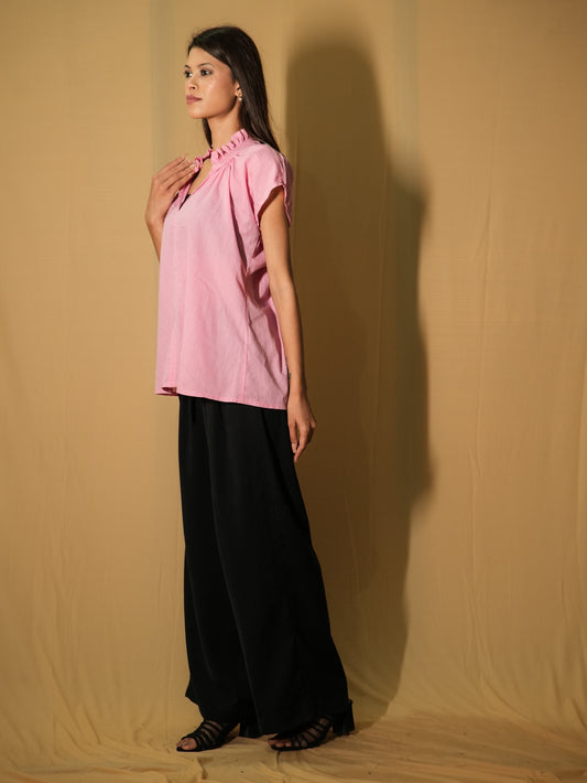 Ruffle Color Top - Cotton Candy Pink