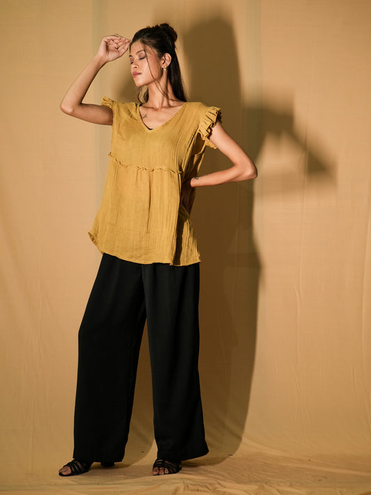 Ruffle BabyDoll Top - Ginckle Marigold Mustard