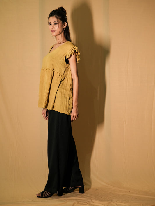 Ruffle BabyDoll Top - Ginckle Marigold Mustard