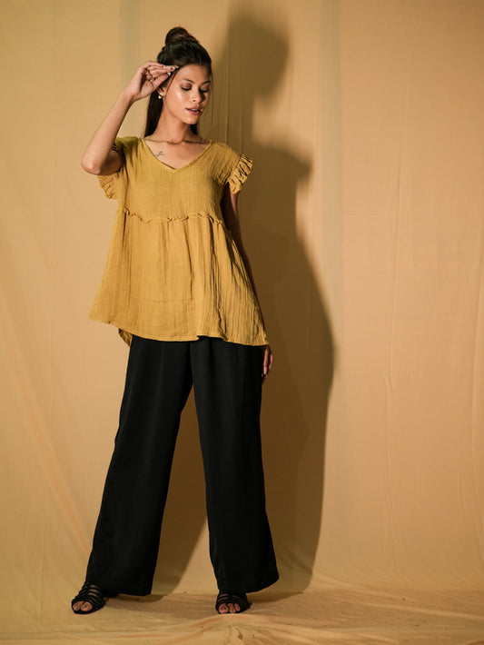 Ruffle BabyDoll Top - Ginckle Marigold Mustard