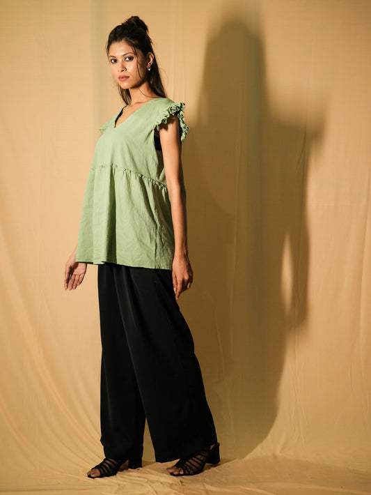 Ruffle BabyDoll Top - Pistachio Green