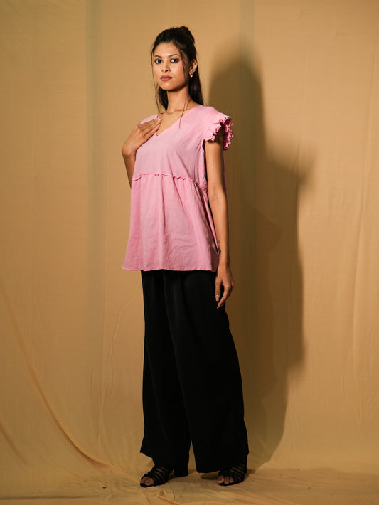 Ruffle BabyDoll Top - Cotton Candy PInk