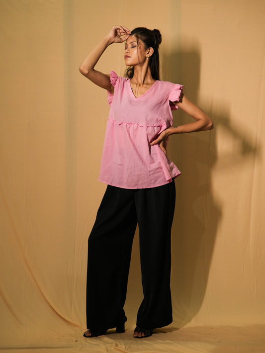 Ruffle BabyDoll Top - Cotton Candy PInk