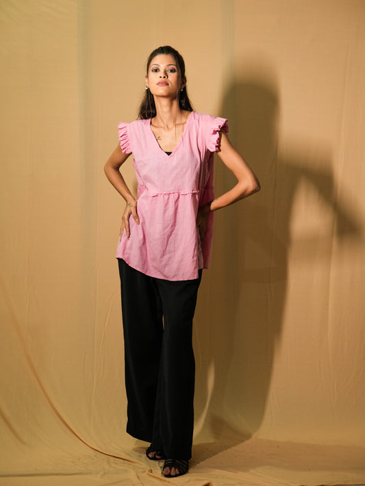 Ruffle BabyDoll Top - Cotton Candy PInk