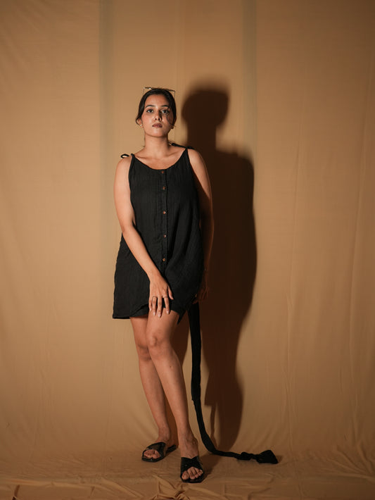 Button Cami Dress - Ginckle Black