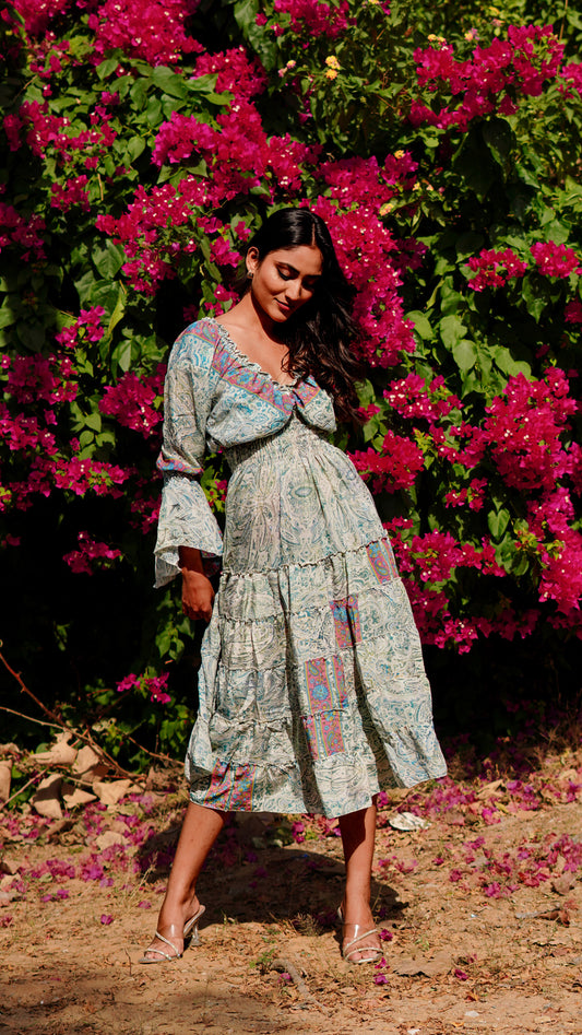 Long Ruffled - Printed Beige