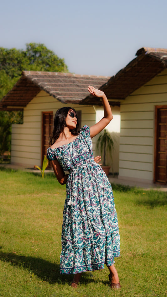 Elasticated Shoulder - Peacock Blue