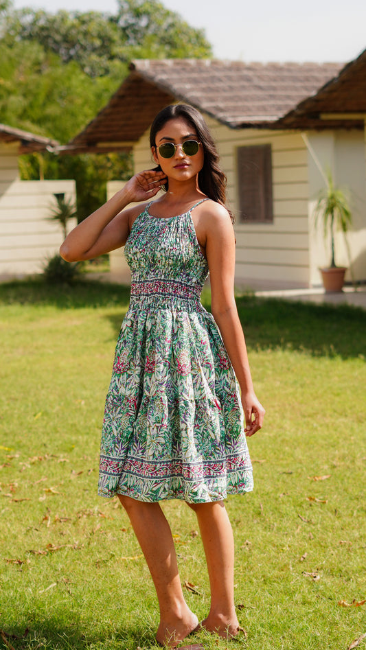 Short Frock - Floral Green